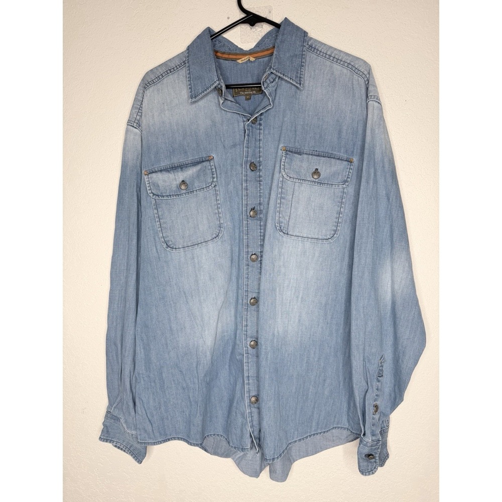 JL Powell Denim Shirt Mens XL Blue‎ Long Sleeve Button Up Western  USA Outdoor